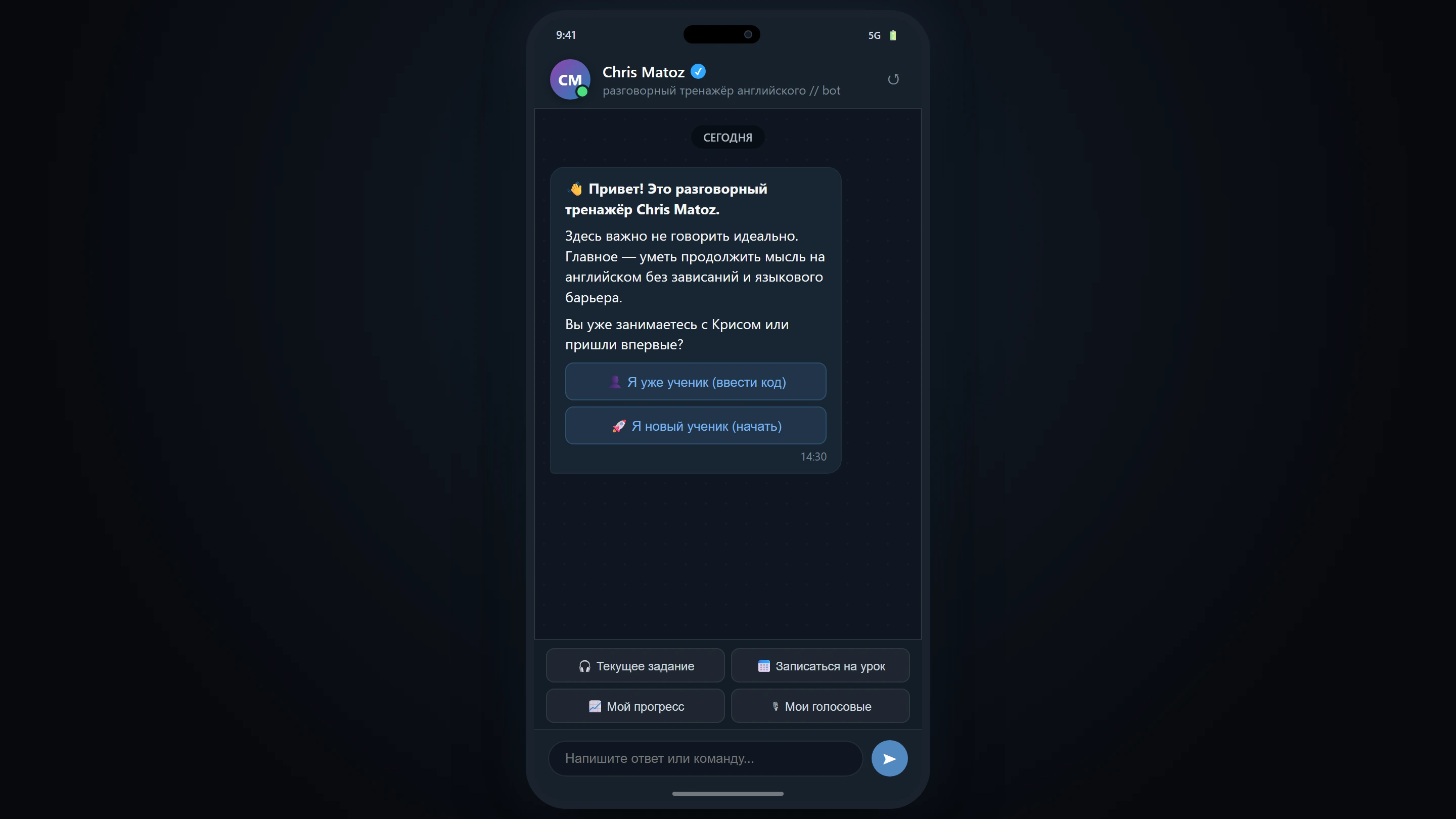 Интерфейс Chris Matoz Bot